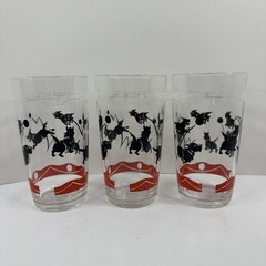 Set of 6 Federal Glass Scotty Dog Black Terrier Playing Fetch Tumbler Glasses