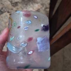 Hand Blown Art Glass Tumbler Multicolor Decorative Signed Glossy Finish