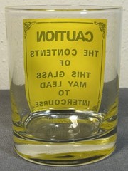 Vintage 1960’s Caution Intercourse Novelty Rocks Glass MCM Funny Bar Gag Gift