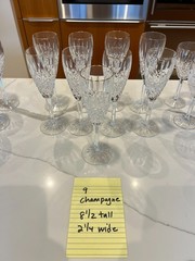 Waterford Crystal Lismore Gold Rim Champagne Flute 8.5” Excellent Cond SET/2