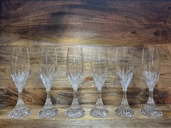 Set of 6 Bacharach Masini Crystal Champagne Flutes Excellent Condition