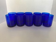 Set Of 10 Cobalt Blue Tumblers Glasses 4″