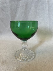 Vintage Anchor Hocking Bubble Foot Green 4” Goblet Or Sherbet 1950’s