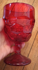 Vtg lot 2 Viking Georgian Ruby Red Glass 6900 Wine Goblet 57.5″ Stemmed Chalice