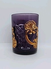 Purple Gold Decorative Tumbler Pressed Glass EAPG