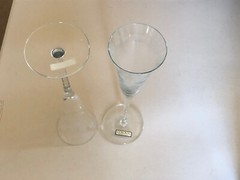 PAIR OF COLONY HAND MADE IN ROMANIA ETCHED CHAMPAGNE TOASTING FLUTES 11” HEARTS