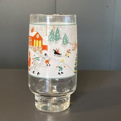 Vintage Christmas Sango SILENT NIGHT Glasses Glassware Tumbler Holiday 5.75″ MCM
