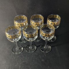 CULVER VALENCIA GOLD WINE GLASSES, 5 3/4″, 6 Oz, Made in USA, 6PCS