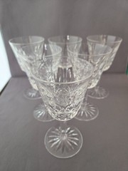 6 Waterford Crystal Signed Made In Ireland Lismore Pattern Wines 5 7/8″