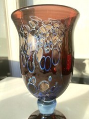 Christopher Ries Tall Glass Goblet, Early Work, Signed & Dated
