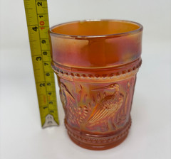 Vintage Dugan Stork and Rushes Marigold Carnival Glass Tumbler 4″ READ