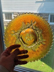 Marigold Dugan Carnival Glass Apple Blossom Twigs Plate or Low Bowl