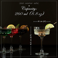 Buybox Vintage Coupe Glasses Set of 6 – Elegant Long Stem Glassware