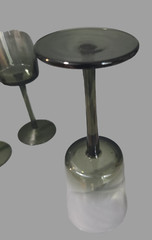 Vintage Set of Four Libbey Wine Water Goblets Two-Tone Gray & Green 8» High S10