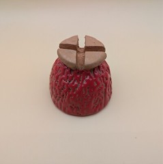 sake cup　”GUINOMI　HAGI-YAKI” 　vermilion,red 01