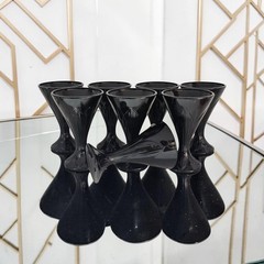 VTG La Rochère Fidji Black Amethyst Pressed Glass Goblets Set of 8 France 6″