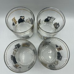 Vtg MCM Culver Cats Double Old Fashioned Glasses Set of 4 22k Gold trim Flaws