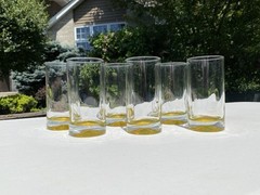 Libbey Crisa Pinched Thumb Print Impressions Sunshine Yellow glasses (6 in Set)