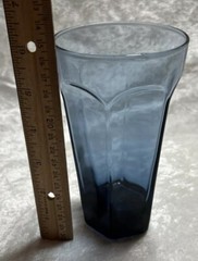 2 Anchor Hocking Courtney Dark Blue Flat Iced Tea Tumbler Glasses 15 Oz 90s Y2K