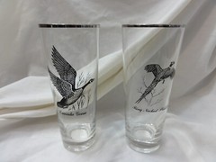 Federal Glass Tumblers Tall Bar Glass Set 2 ~ Ring Neck Pheant, Canada Goose