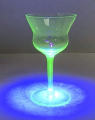 Set of 6 Uranium Green Cocktail Champagne Wine Glasses 5″ Depression Era UV Glow