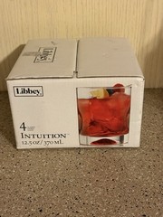 Libbey Intuition Rocks Glasses Clear Glass Set of 4, 12.5 oz / 370 mL