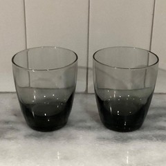 Libbey Smoke Gray Glass Tumblers, Set of 2, Vintage Weighted Bottom Glassware