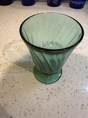 Jeannette Ultramarine Swirl Teal 4 1/2” Tumbler Depression Glass READ