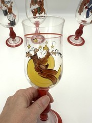 Pottery Barn Rainbow Mountain Reindeer Christmas Handpainted Goblets