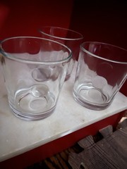 Libbey Urban Polka Dot Thumbprint Clear Glasses. 3 Glasses.