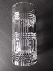 Vtg Ralph Lauren Glen Plaid Crystal Highball Glass Tumbler 14 Oz Discontinued