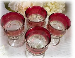 Tiffin Kings Crown Thumbprint Ruby Red Flash 4 3/8″ Juice or Wine Glass Set of 4