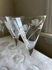 Franklin Mint LES FLEURS Crystal Champagne Glasses Set Of 10 Floral Botanical