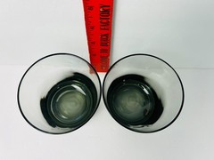 VTG MONOGRAMMED «S» GLASS TUMBLER Smoke Black Set of 2