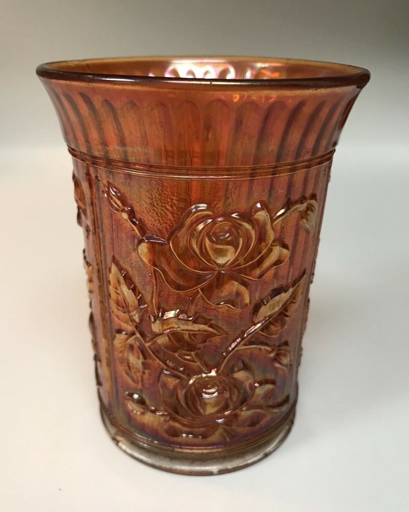 IMPERIAL Glass Iridescent OPEN ROSE Tumbler