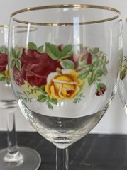 4 – Royal Albert Old Country Roses Wine Glasses All Purpose Goblets 7 1/4″
