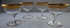 Tiffin Franciscan Special Minton Optic Panel Gold Encrusted 3 5/8″ Glasses FOUR