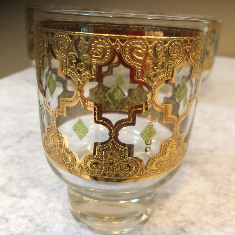 1 ~Vintage Culver Valencia 22K Gold Glass Cocktail Pc Signed MCM Barware