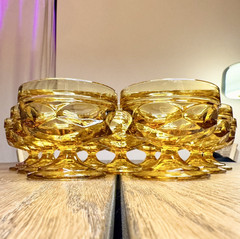 Vtg Anchor Hocking Fairfield Honey Gold Amber Sherbet Champagne Glasses Set 12