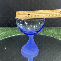 Bormioli Rocco Jerba Blue Sapphire Dessert Curved Stem Glassees Set of 3 Italy