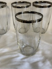 Dorothy Thorpe Vintage Silver Rim Lowball Cocktail “MADMEN “Bar Glasses (6)