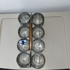 Mid Century Modern Silver Fade Rim 8 Glasses Rack Caddy Dorothy Thorpe