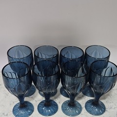 8 Vintage blue Lenox Sky Blossoms goblets.