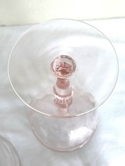 3 Pink Tiffin Fontaine Etched Champagne Glasses – Tall Sherbets Glass With Birds