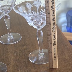 Morgantown Glass «Mayfair» Etched Champagne Glasses Set of 4 Art Nouveau Style