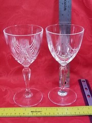 2 Royal Crystal Rock MAGNOLIA Crystal Goblets, Art Deco Design, 71/4″, EUC