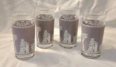 Vintage Jeannette Hellenic Lavender Tumblers Set of 4 Wedgwood Jasperware Style