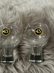LICOR 43 Pedestal Bubble Hi-Ball Glasses Set of 2-5 Inch Tall Vintage. Exc Cond.