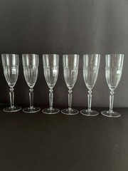 set of 6 champagne crystal flutes – NEW. From Tuscany Italy