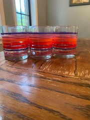 Vintage Striped Double Old Fashioned Glasses: 1979 Avon «Color Never Looked So G